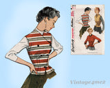 Simplicity 3974: 1950s Misses Fitted Vest or Jacket 32 B Vintage Sewing Pattern