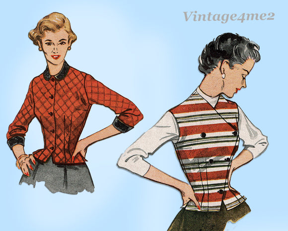 Simplicity 3974: 1950s Misses Fitted Vest or Jacket 32 B Vintage Sewing Pattern