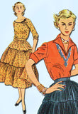 1950s Vintage Simplicity Sewing Pattern 3978 FF Misses 2 PC Squaw Dress Size 18