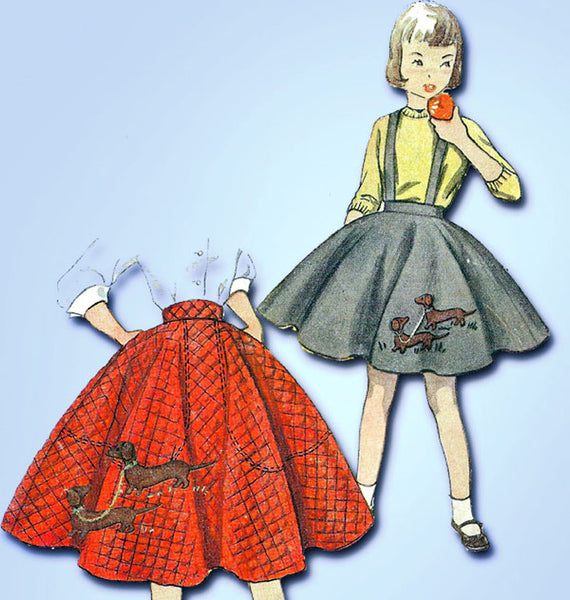 1950s Vintage Simplicity Sewing Pattern 3987 Uncut Easy Girls Poodle Skirt Sz 12