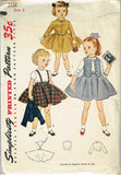 1950s Vintage Simplicity Sewing Pattern 3992 Cute Toddler Girls Suit Size 3