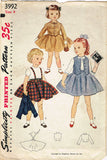 1950s Original Vintage Simplicity Sewing Pattern 3992 Toddler Girls Suit Size 4