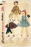 1950s Vintage Simplicity Sewing Pattern 3992 Complete Toddler Girls Suit Size 6