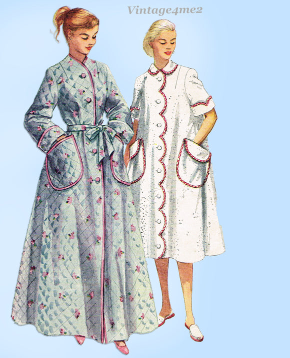 Simplicity 4005: 1950s Misses Housecoat or Robe Size 30 B Vintage Sewing Pattern