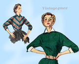 1950s Vintage Simplicity Sewing Pattern 4010 Easy Misses Kimono Blouse Size 30 B