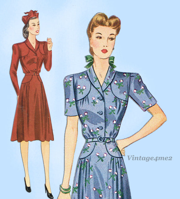 Simplicity 4016: 1940s Misses WWII Street Dress Size 36 B Vintage Sewing Pattern