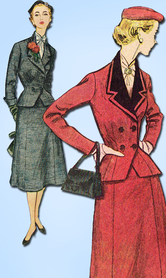 1950s Vintage Simplicity Sewing Pattern 4020 FF Misses Peplum Suit Size 14 32B