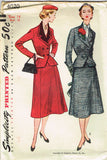 1950s Vintage Simplicity Sewing Pattern 4020 FF Misses Peplum Suit Size 14 32B