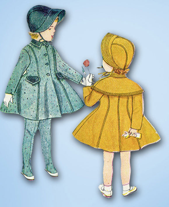 1950s Vintage Toddler Girls Coat & Bonnet Uncut 1952 Simplicity Sewing Pattern 6