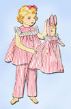 1950s Vintage Simplicity Sewing Pattern 4025 Toddler Girls Pjs & Doll Size 2