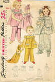 1950s Vintage Simplicity Sewing Pattern 4025 Toddler Girls Pjs & Doll Size 2