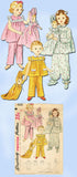 1950s Vintage Simplicity Sewing Pattern 4025 Toddler Girls Pjs & Doll Size 2