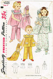 1950s Vintage Simplicity Sewing Pattern 4025 Uncut Toddler Girls Pjs & Doll Sz4