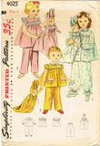 1950s Vintage Simplicity Sewing Pattern 4025 Toddler Girls Pjs & Doll Size 6