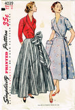 1950s Vintage Simplicity Sewing Pattern 4039 Uncut Misses Wrap Dress Size 12 30B