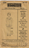 1920s Vintage Simplicity Sewing Pattern 404 Uncut Toddler Girls Tucked Dress Sz4 -Vintage4me2