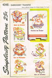 1940s Vintage Simplicity Embroidery Transfer 4048 DOW Sun Bonnet Sue Tea Towels