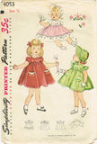 1950s Original Vintage Simplicity Pattern 4053 Baby Girls Party Dress & Bonnet Sz 6 months