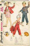 1950s Vintage Simplicity Sewing Pattern 4059 Toddlers Puppy Overalls Size 4