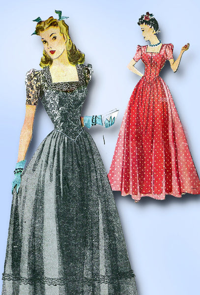 1940s Vintage Simplicity Sewing Pattern 4065 WWII Misses Evening Gown   Vintage4me2