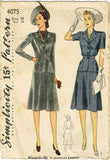 1940s Vintage Simplicity Sewing Pattern 4075 Misses WWII 2 PC Suit Size 34 Bust - Vintage4me2