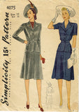 1940s Vintage Simplicity Sewing Pattern 4075 Misses WWII 2 PC Suit Size 36 Bust - Vintage4me2