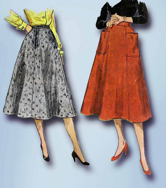 1950s Vintage Simplicity Sewing Pattern 4083 Uncut Misses Day Skirt Size 28 W