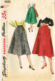 1950s Vintage Simplicity Sewing Pattern 4083 Uncut Misses Day Skirt Size 28 W