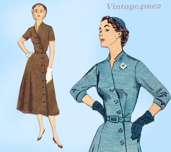 1950s Vintage Simplicity Sewing Pattern 4087 Stunning Misses Surplice Dress