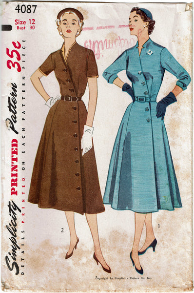 1950s Vintage Simplicity Sewing Pattern 4087 Stunning Misses Surplice Dress