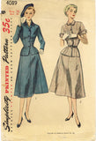 Simplicity 4089: 1950s Misses Peplum Suit Size 34 Bust Vintage Sewing Pattern
