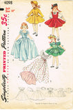 1950s Vintage Simplicity Sewing Pattern 4098 18 Inch Doll Clothes Set ORIG