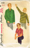 1950s Vintage Simplicity Sewing Pattern 4100 Uncut Toddler Boy's Shirt Size 6