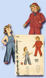 1940s Vintage Simplicity Sewing Pattern 4114 WWII Childs Overalls & Jacket Sz 4