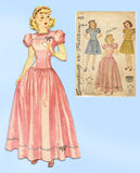 Simplicity 4124: 1940s Easy WWII Girls Dress or Gown Vintage Sewing Pattern Size 8