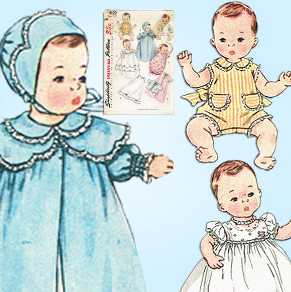 Simplicity 4129: 1950s 15 Inch Dy-Dee Baby Doll Clothes Set Vintage Sewing Pattern