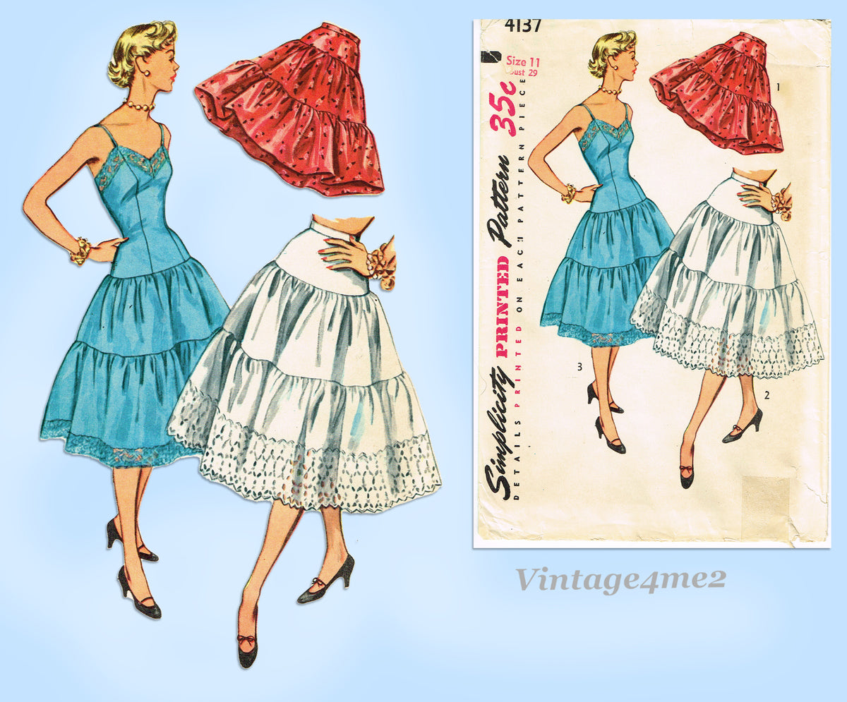 4137 Pattern 1950s Vintage Simplicity Sewing Pattern 4137 Uncut Misses Slip & Petti ...