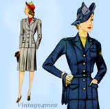 1940s Vintage Simplicity Pattern 4151 Misses WWII Tailored Suit Sz 38 Bust