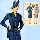 1940s Vintage Simplicity Pattern 4151 Misses WWII Tailored Suit Sz 38 Bust