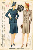1940s Vintage Simplicity Pattern 4151 Misses WWII Tailored Suit Sz 38 Bust