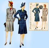 1940s Vintage Simplicity Pattern 4151 Misses WWII Tailored Suit Sz 38 Bust