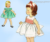 1950s Vintage Simplicity Sewing Pattern 4169 Toddler Girls Smocked Dress