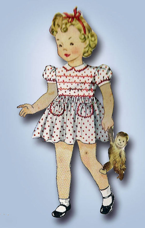1940s Vintage Simplicity Sewing Pattern 4175 WWII Girls Dress Size 6