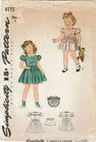 1940s Vintage Simplicity Sewing Pattern 4175 WWII Baby Girls Dress Size 1