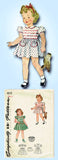 1940s Vintage Simplicity Sewing Pattern 4175 Cute Toddler Girls WWII Dress Sz 3