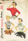 1950s Vintage Simplicity Sewing Pattern 4180 Uncut Misses Easy Blouse Sz 14 32 B