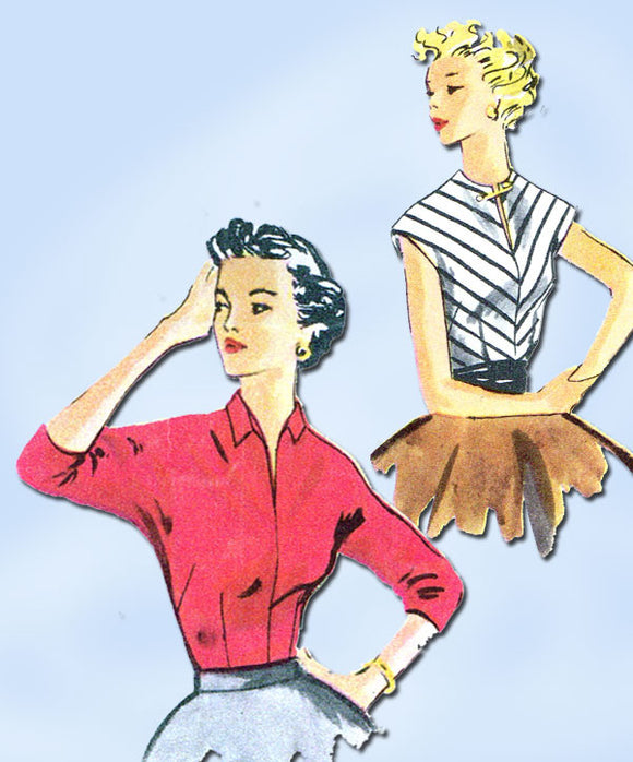 1950s Vintage Simplicity Sewing Pattern 4180 Uncut Misses' Easy Blouse Size 16