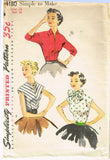 1950s Vintage Simplicity Sewing Pattern 4180 Uncut Misses' Easy Blouse Size 16