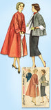 1950s Vintage Simplicity Sewing Pattern 4191 Easy Misses Swagger Coat Size 31 B