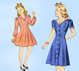 1940s Vintage Simplicity Pattern 4191 Easy WWII Girls Princess Dress Size 8